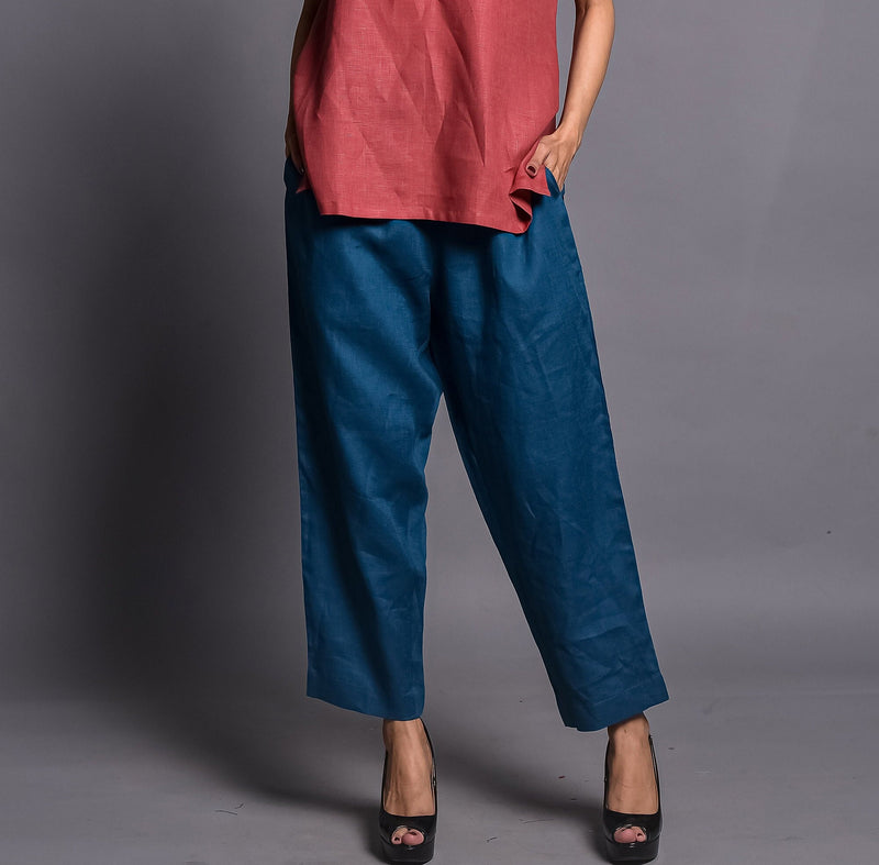 Elastic Waist Linen Harem Pants, Women's Summer Trousers, Elastic Waist Pants, Premium Linen Clothing for Women