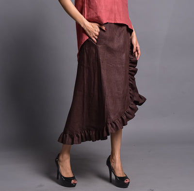 Ruffle Linen Wrap Skirt, High Waisted, photo 3