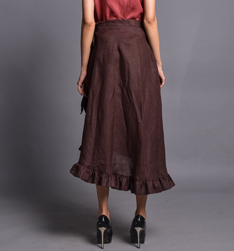 Ruffle Linen Wrap Skirt, High Waisted, photo 4