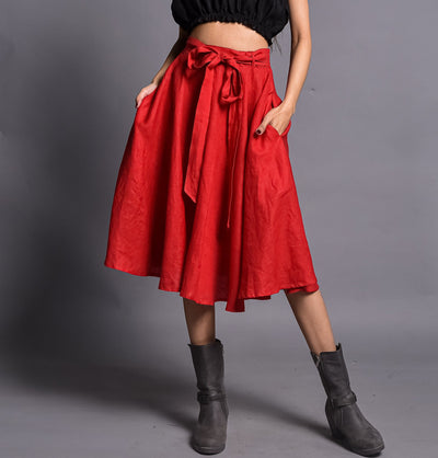Women's Linen Circle Skirt with Belt, photo 2