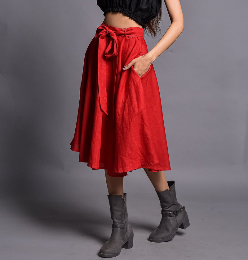 Women's Linen Circle Skirt with Belt, photo 4