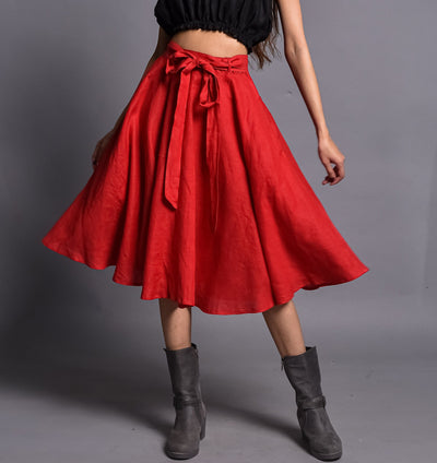 Women's Linen Circle Skirt with Belt, photo 5