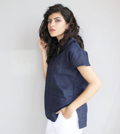 Boho Loose V-Neck Linen Blouse, photo 3