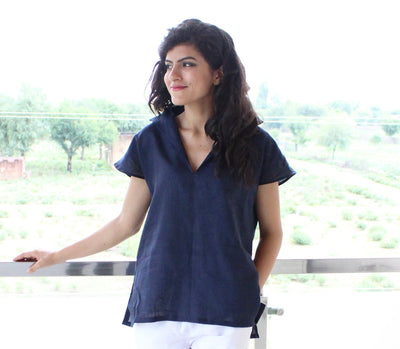 Boho Loose V-Neck Linen Blouse, photo 5