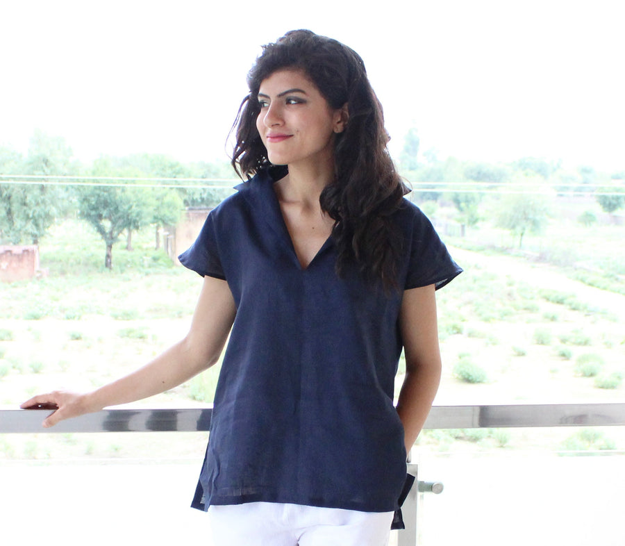 Boho Loose V-Neck Linen Blouse, photo 5