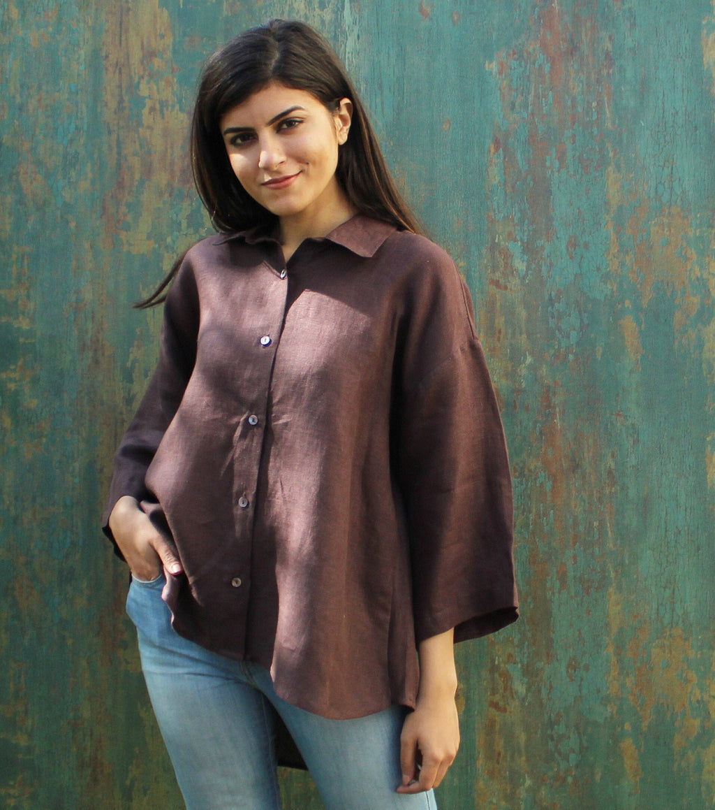 Oversized Linen Shirt: Drop Shoulder, Minimalist Style