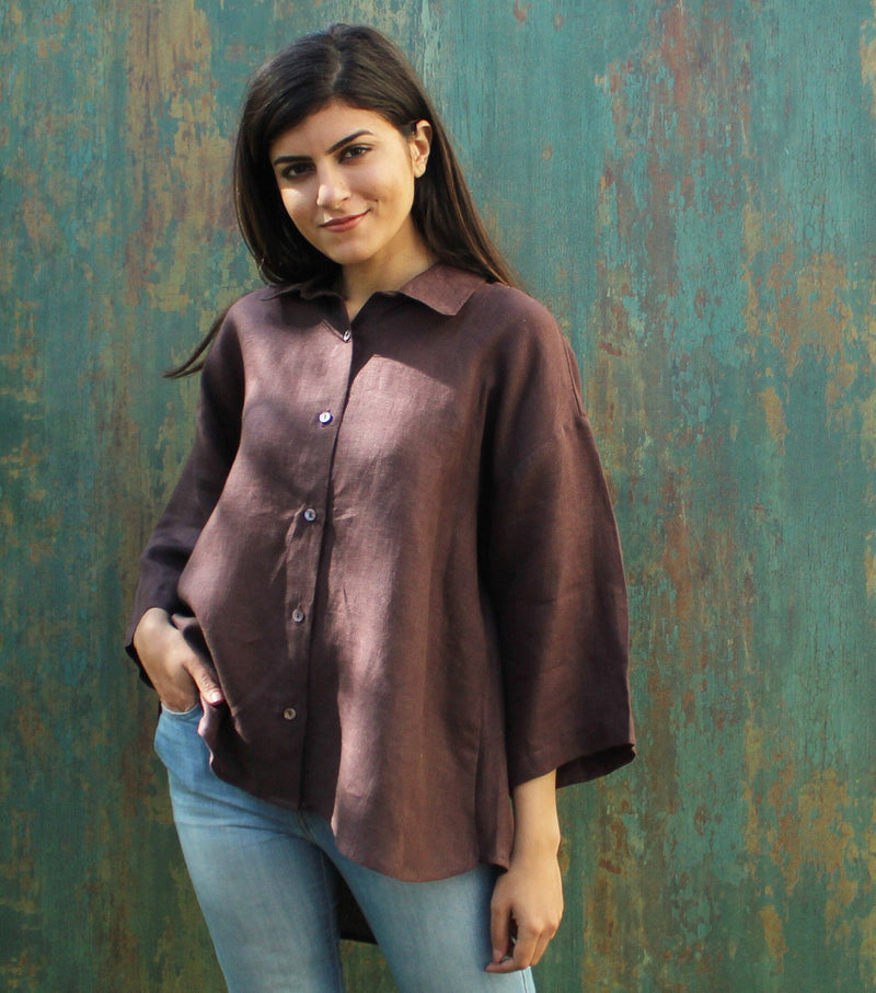 Oversized Drop Shoulder Linen Shirt, photo 3