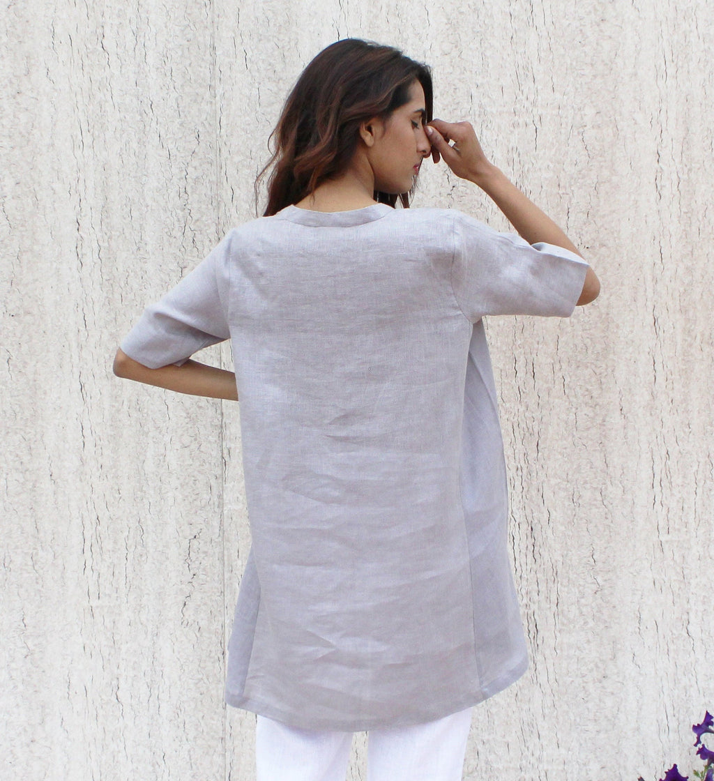 Linen Tunic Top, Pure Linen Dress, Linen Clothing, Plus Size Clothing, Relaxed Fit Top, Gift for Mom, Sustainable Clothing, Washed Linen Top