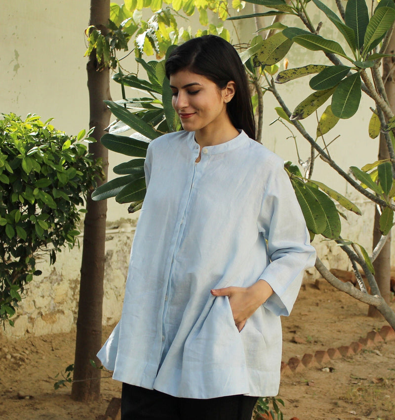 Light Blue Linen Tunic Top, photo 3
