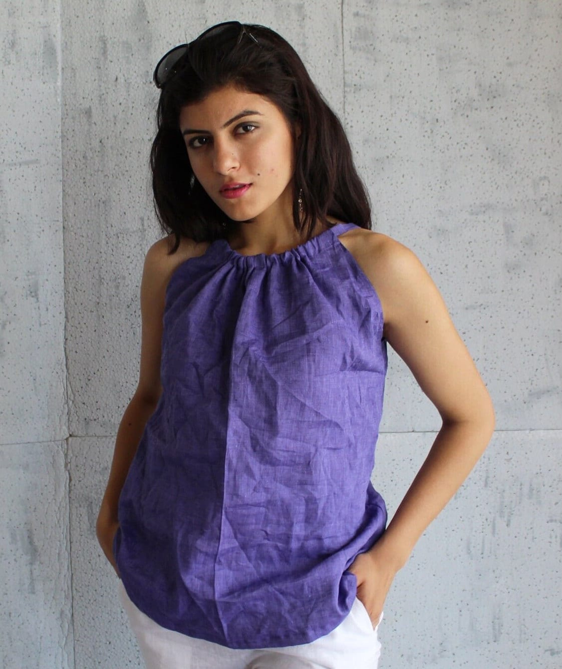 Pure Linen Top Cropped Linen Shirt Loose Linen Top Halter Top Linen Tank Top Linen Sleeveless Top Loose Linen Top Fitted Linen Top
