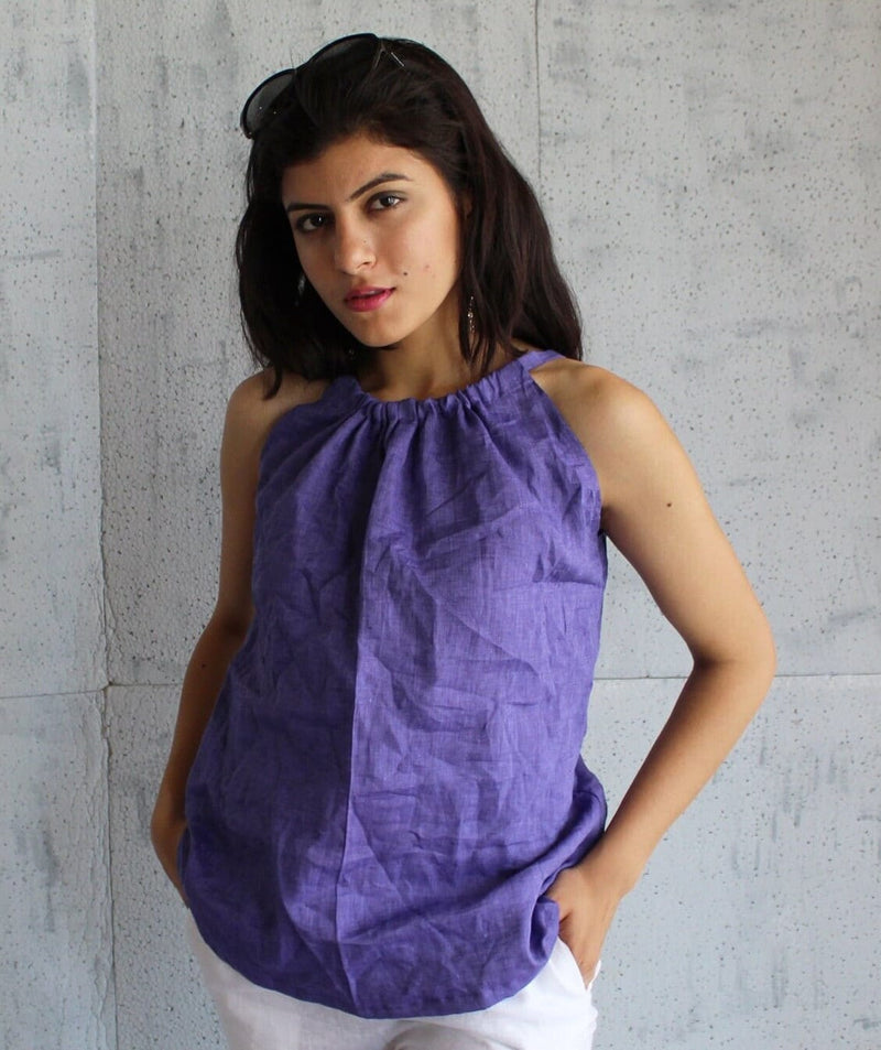 Pure Linen Halter Tank Top