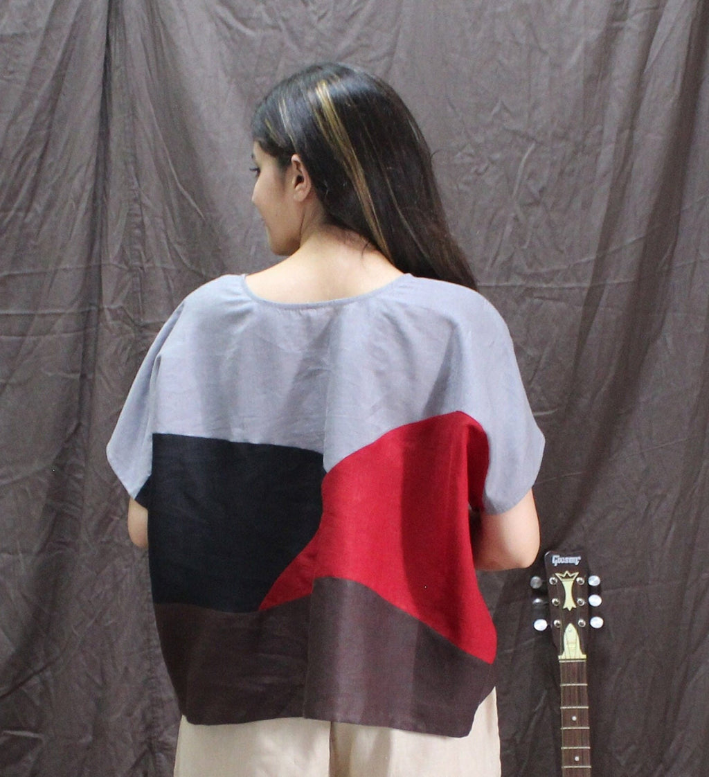 Oversized Multi-Color Linen Top: Boxy Plus Size Blouse, OEKO-TEX Tested
