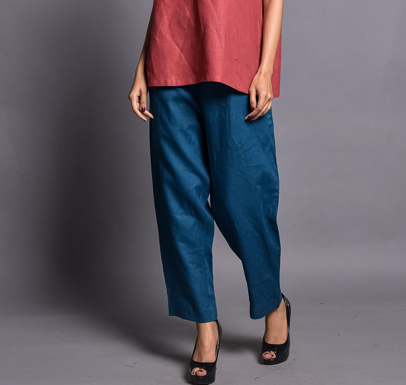 Elastic Waist Linen Harem Pants, Women's Summer Trousers, Elastic Waist Pants, Premium Linen Clothing for Women