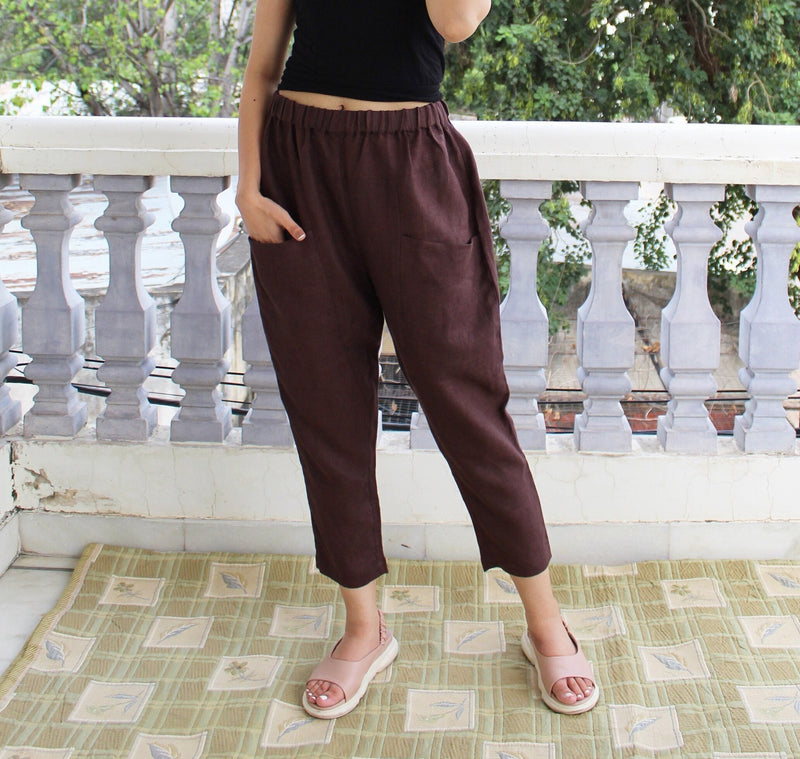 Tapered Linen Trousers with Pockets, photo 2