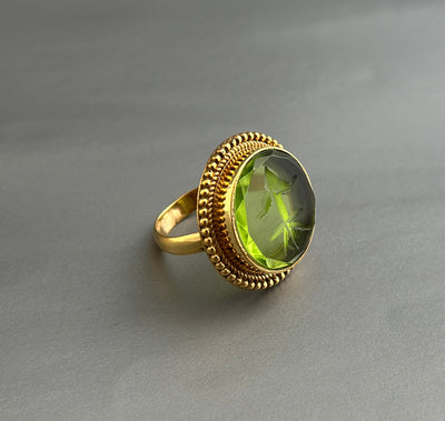 Olive Green Intaglio Cocktail Ring, Roman Style, photo 9
