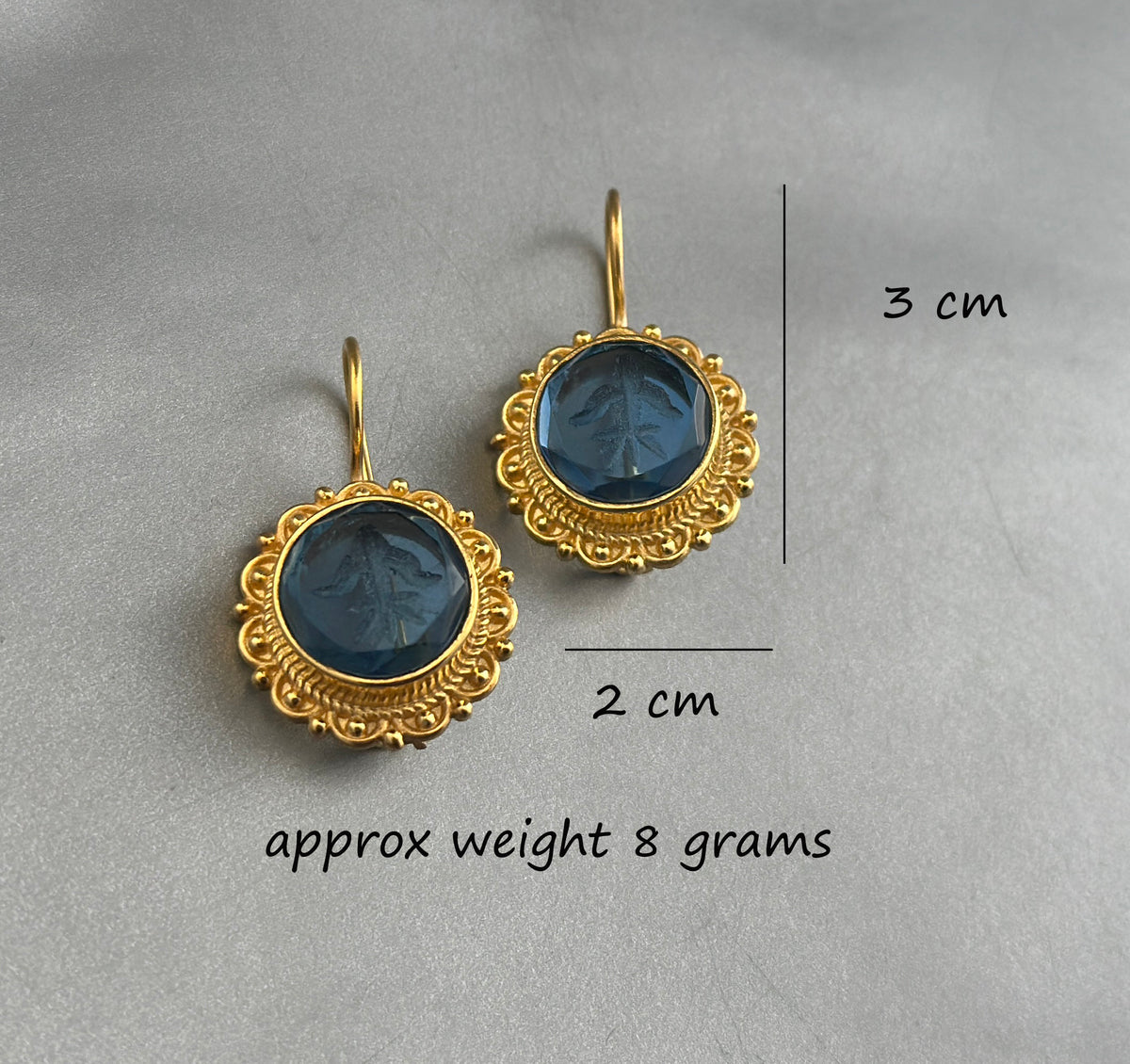 Purple Intaglio Earrings, Victorian Dangles, photo 3