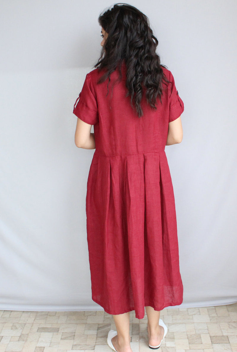 Pleated Linen Shirt Collar Dress, photo 3