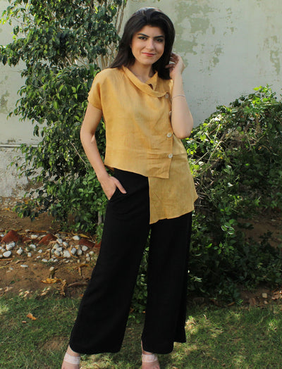 Asymmetrical Cowl Neck Linen Top, photo 5