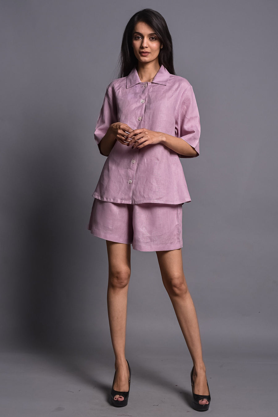 Linen Shorts Set for Women, Two Piece linen set women, Relaxed Linen Shirt and Shorts, Linen Loungewear, Gift for Mom
