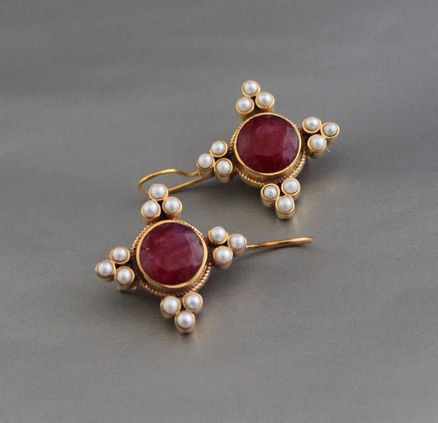 Ruby and Pearl Earrings, Art Deco Bridal Style, photo 9