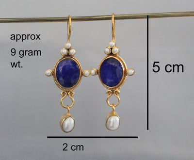 Sapphire Earrings, Art Nouveau Style, Gold, photo 3