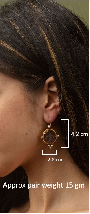 Blue Intaglio Statement Earrings, Vintage Bridal Style, photo 3