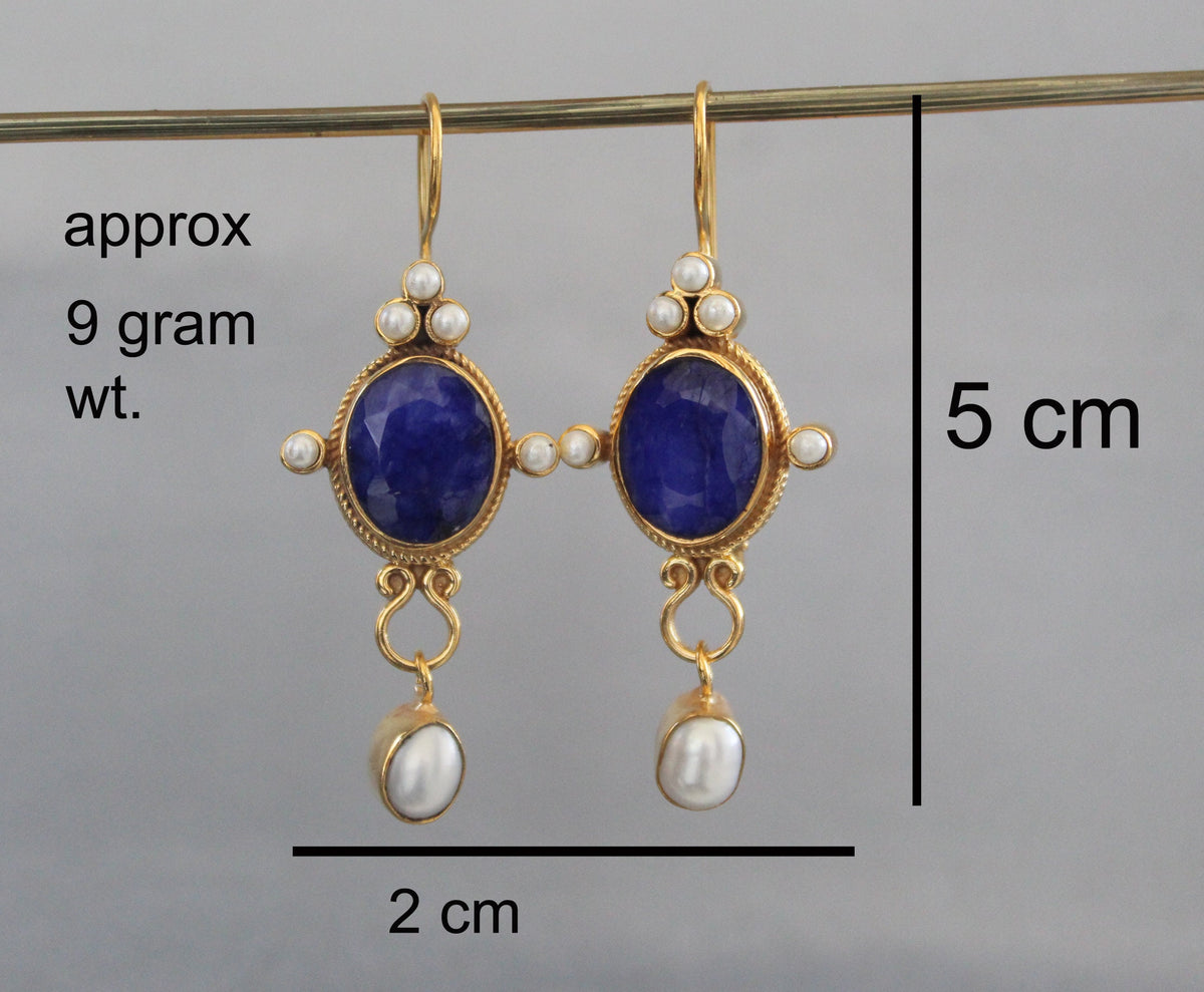 Ruby and Pearl Gold Earrings, Edwardian Art Nouveau Style, photo 3