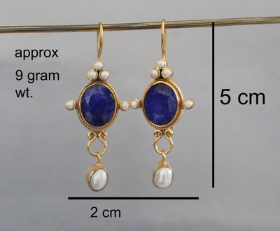 Ruby and Pearl Gold Earrings, Edwardian Art Nouveau Style, photo 3