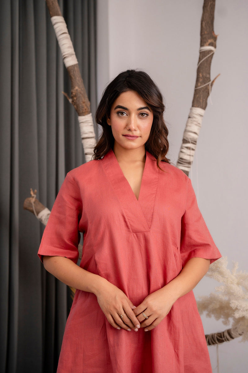 Knee-Length Linen Tunic Dress, Loose Fit, photo 2