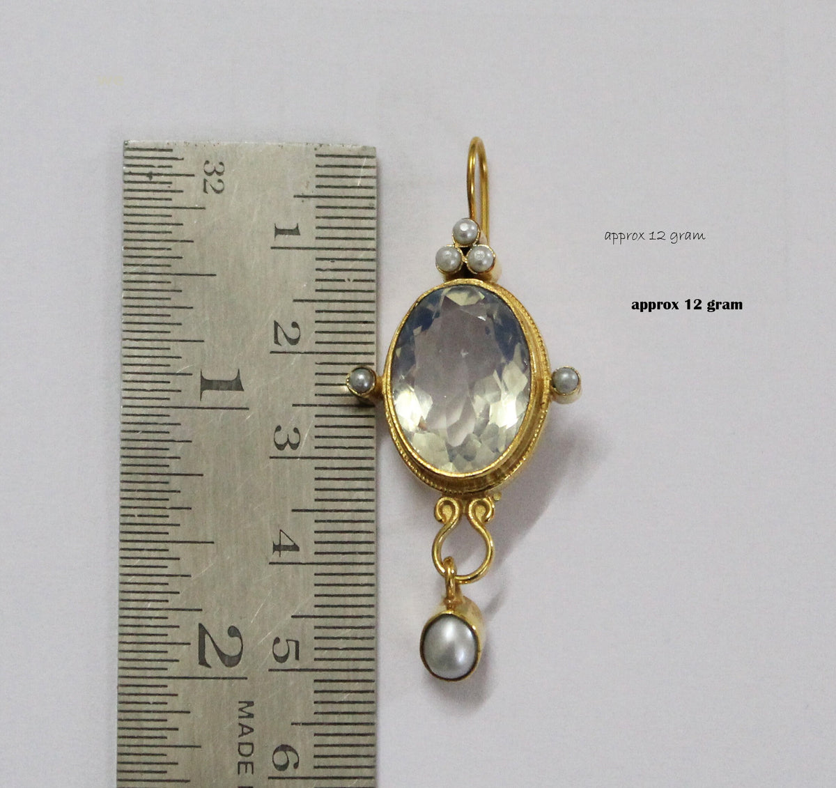 Pink Glass Intaglio Earrings, Victorian Style, 18K Gold, photo 3