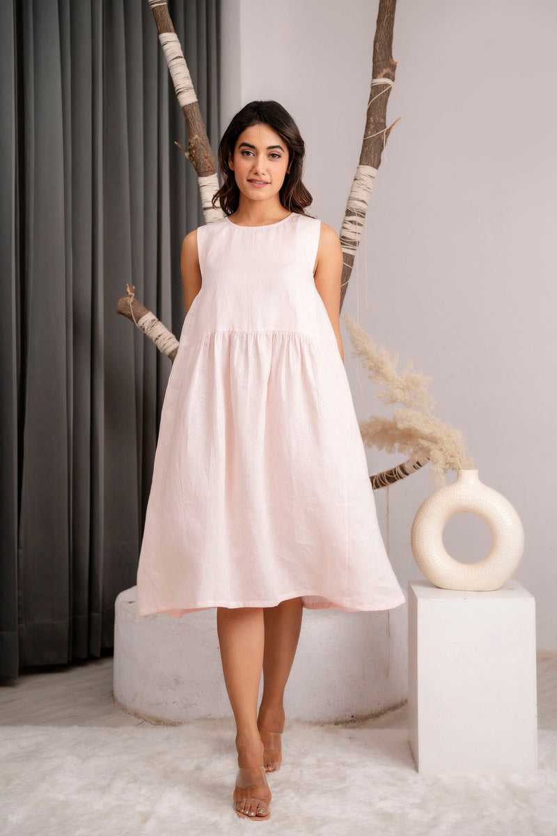 Sleeveless Linen Midi Dress