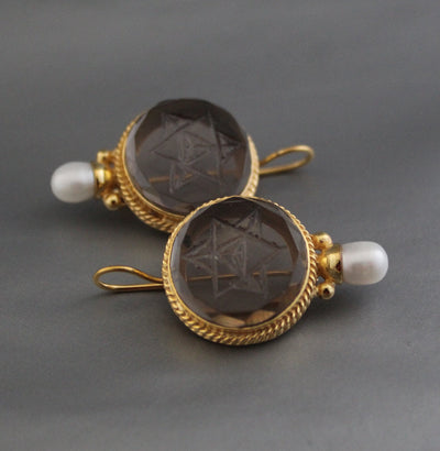 Merkaba Sacred Geometry Earrings, Gothic Gold, photo 7