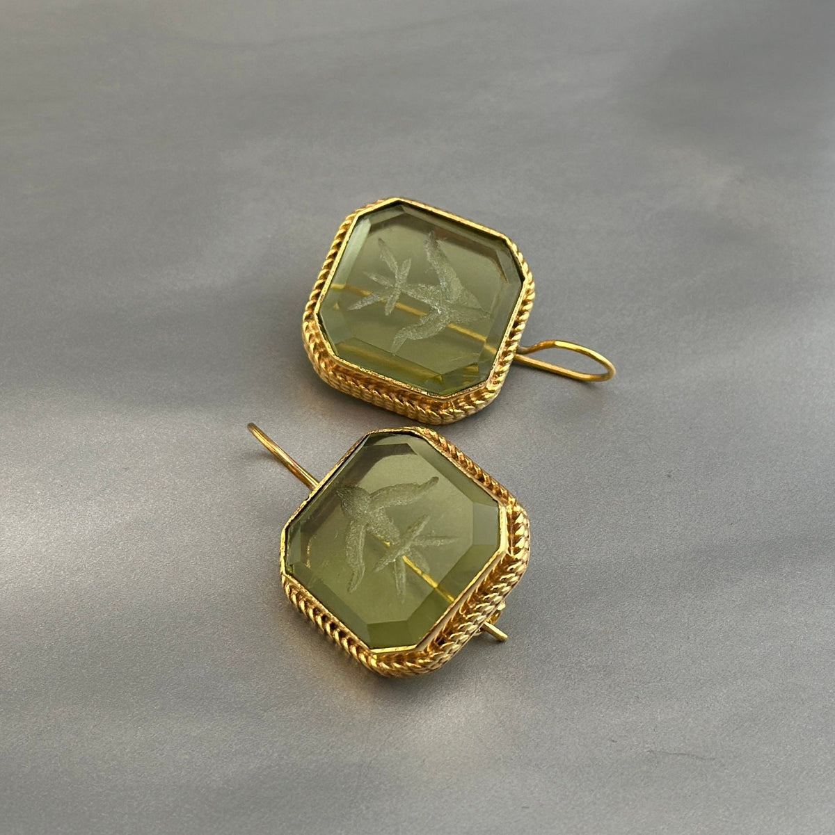 Green Intaglio Earrings, Everyday Gold, photo 2