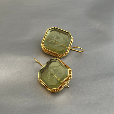 Green Intaglio Earrings, Everyday Gold, photo 2