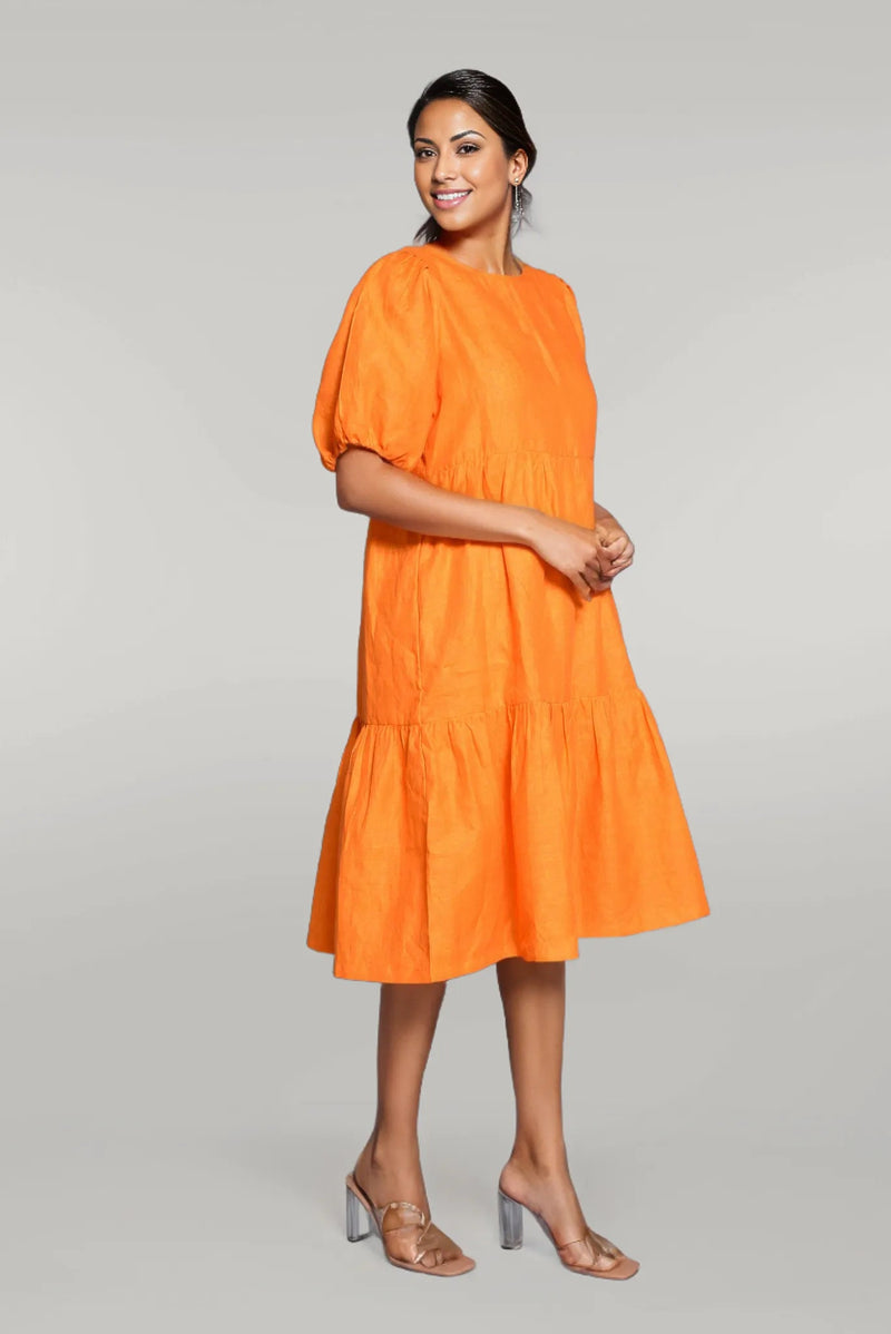 Pure Linen Dress, Saffron Dess, Natural Linen Summer Dress, Linen Midi Dress, Linen Tunic Dress, Plus size clothing, Oversized dress