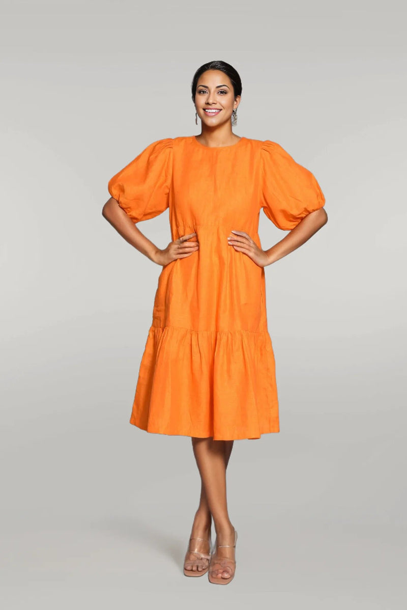 Pure Linen Dress, Saffron Dess, Natural Linen Summer Dress, Linen Midi Dress, Linen Tunic Dress, Plus size clothing, Oversized dress
