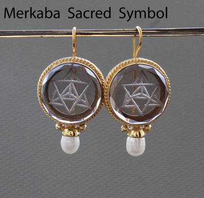 Merkaba Sacred Geometry Earrings, Gothic Gold, photo 2