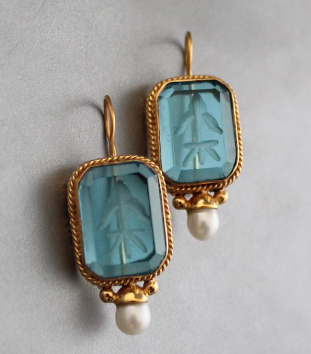 Intaglio Earrings, 1920s Art Deco Edwardian Style, photo 2