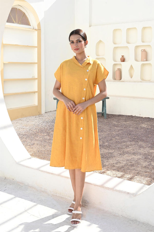 Linen Button Down Shirt Dress