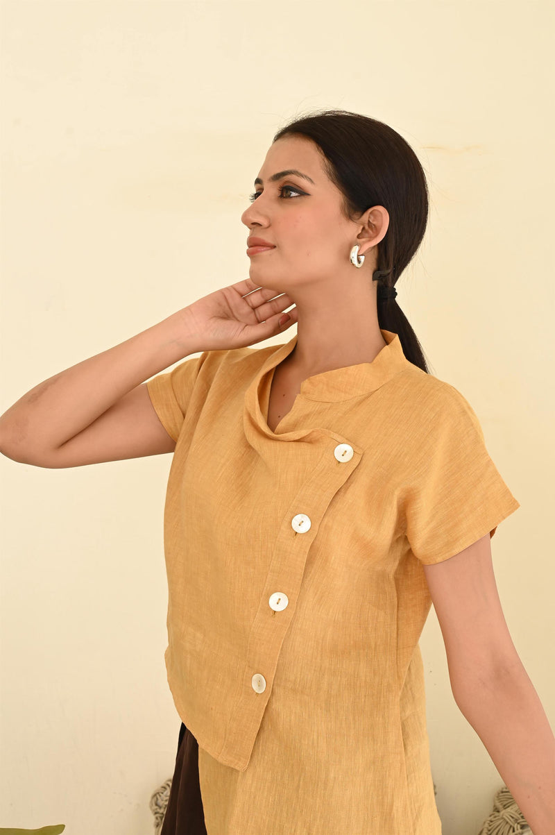 Asymmetric Linen Shirt, Linen Blouse Women, Linen Women's Clothing, Short Sleeve Linen Shirt Women, Linen Womens Tops, Linen Clothing Women