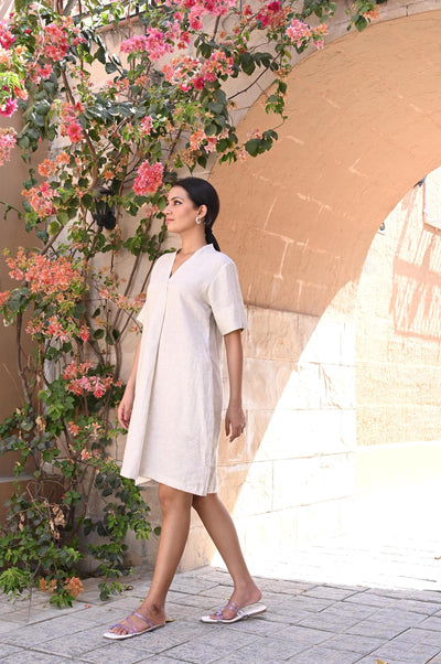 Washed Linen Tunic Dress, V-Neck, photo 3