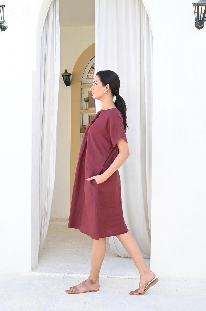 Loose Linen Tunic Dress, Bow Back dress with Pockets, Plus Size Linen, Loose Fit Linen Dress, Linen Midi Dress, Handmade Casual Clothing
