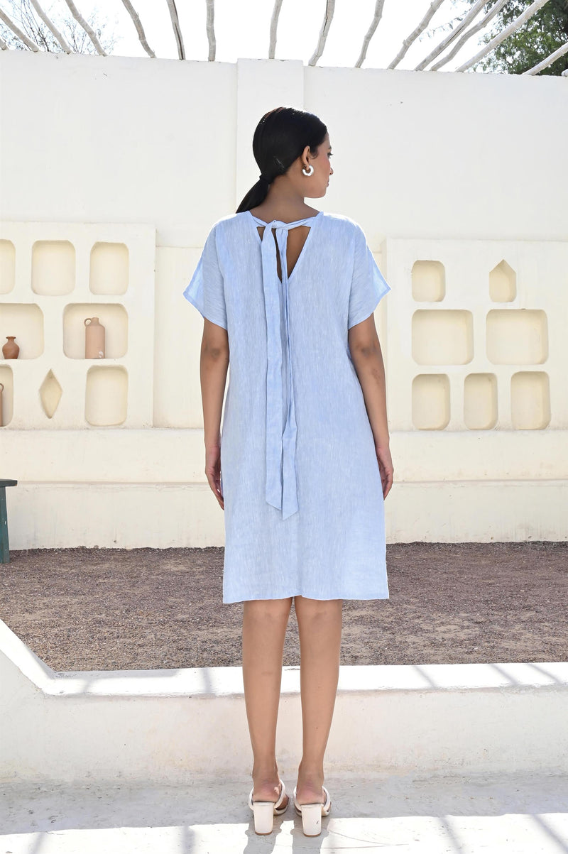 Linen Midi Dress with Bow Back Detail, photo 2