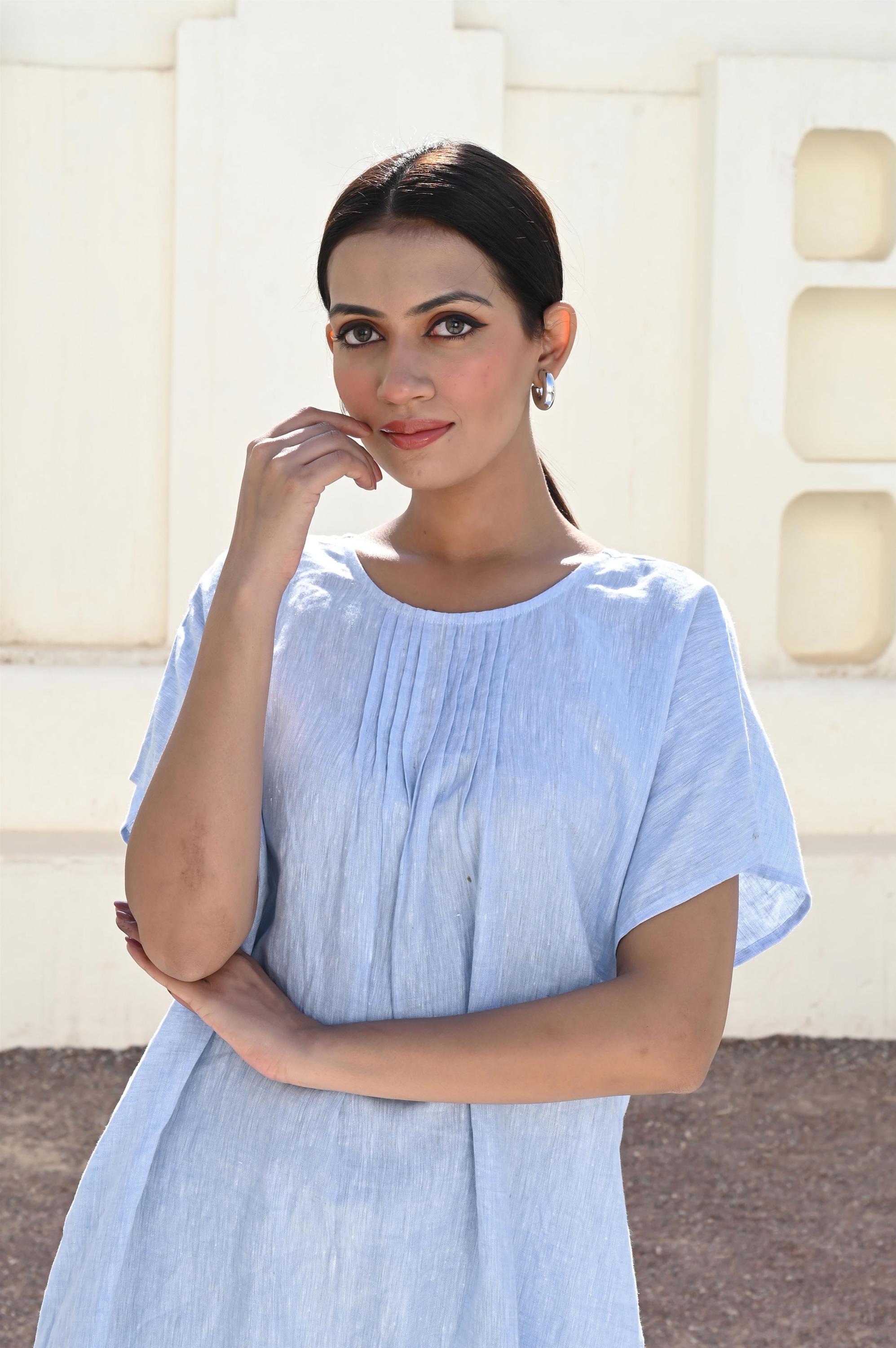 Linen Tunic Dress: Loose Fit, Bow Back, Linen Dress With Pockets, Loose Fit Linen Dress, Linen Midi Dress, Handmade Casual Clothing