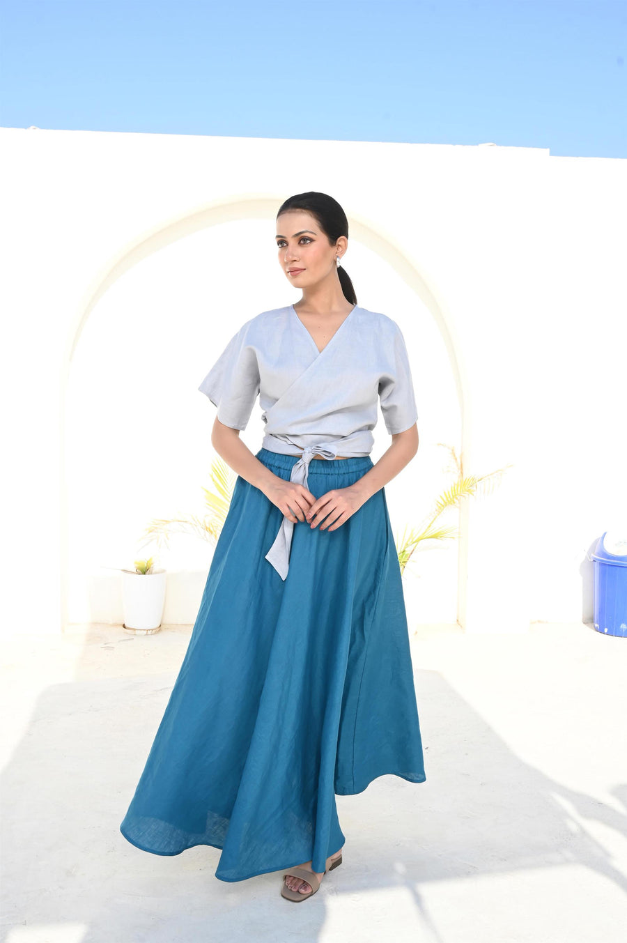 Long Linen Maxi Skirt, Elastic Waist, Full Circle, Plus Size, Spring summer Swing Skirt