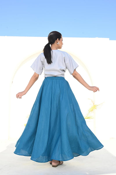 Long Linen Maxi Skirt, Elastic Waist, Full Circle, Plus Size, Spring summer Swing Skirt