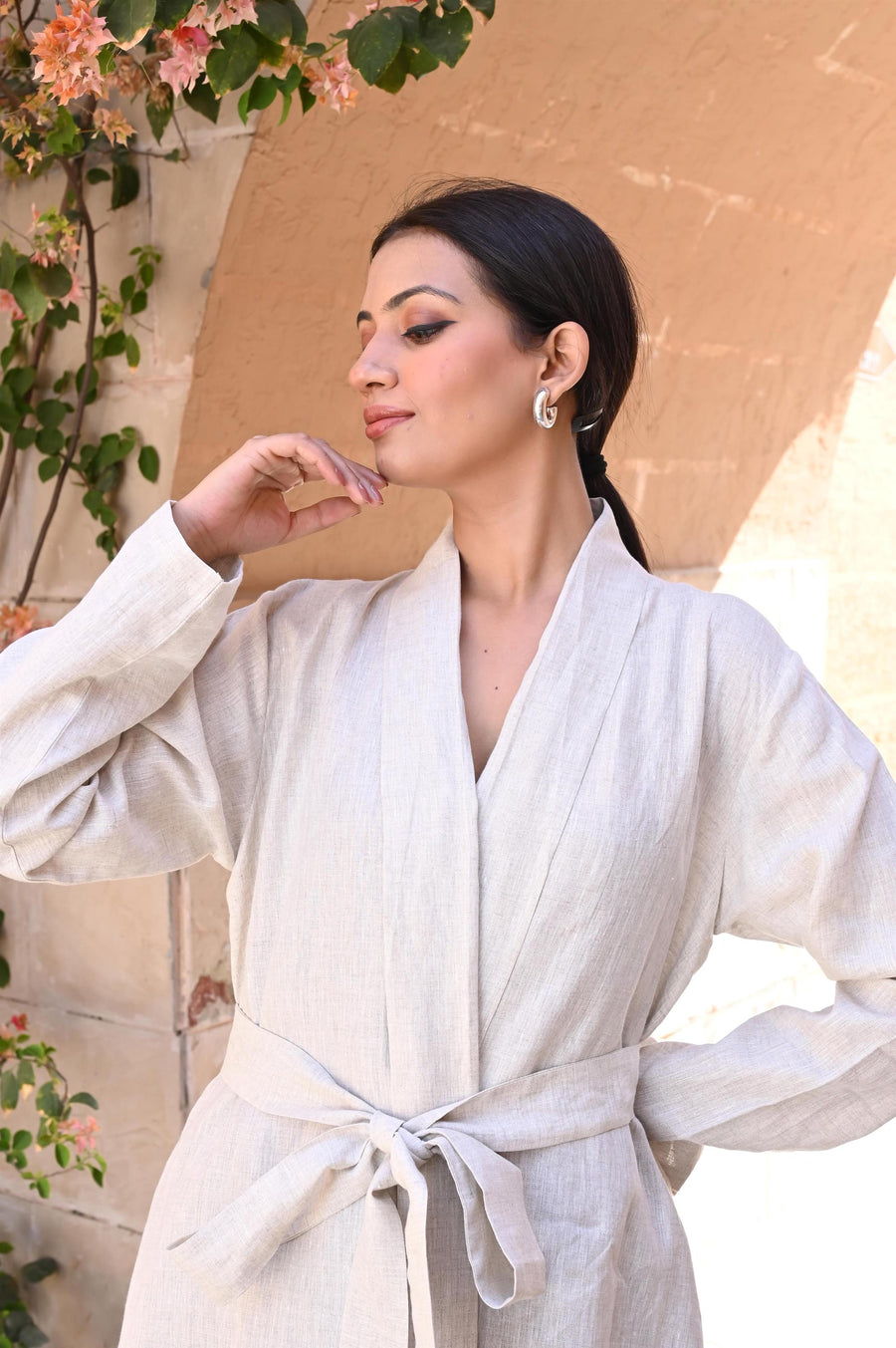Linen Kimono Jacket, Wrap Linen Dress, V Neck Maxi Dress Natural Dress Custom Cottagecore, Oversized Linen Dress, women linendress