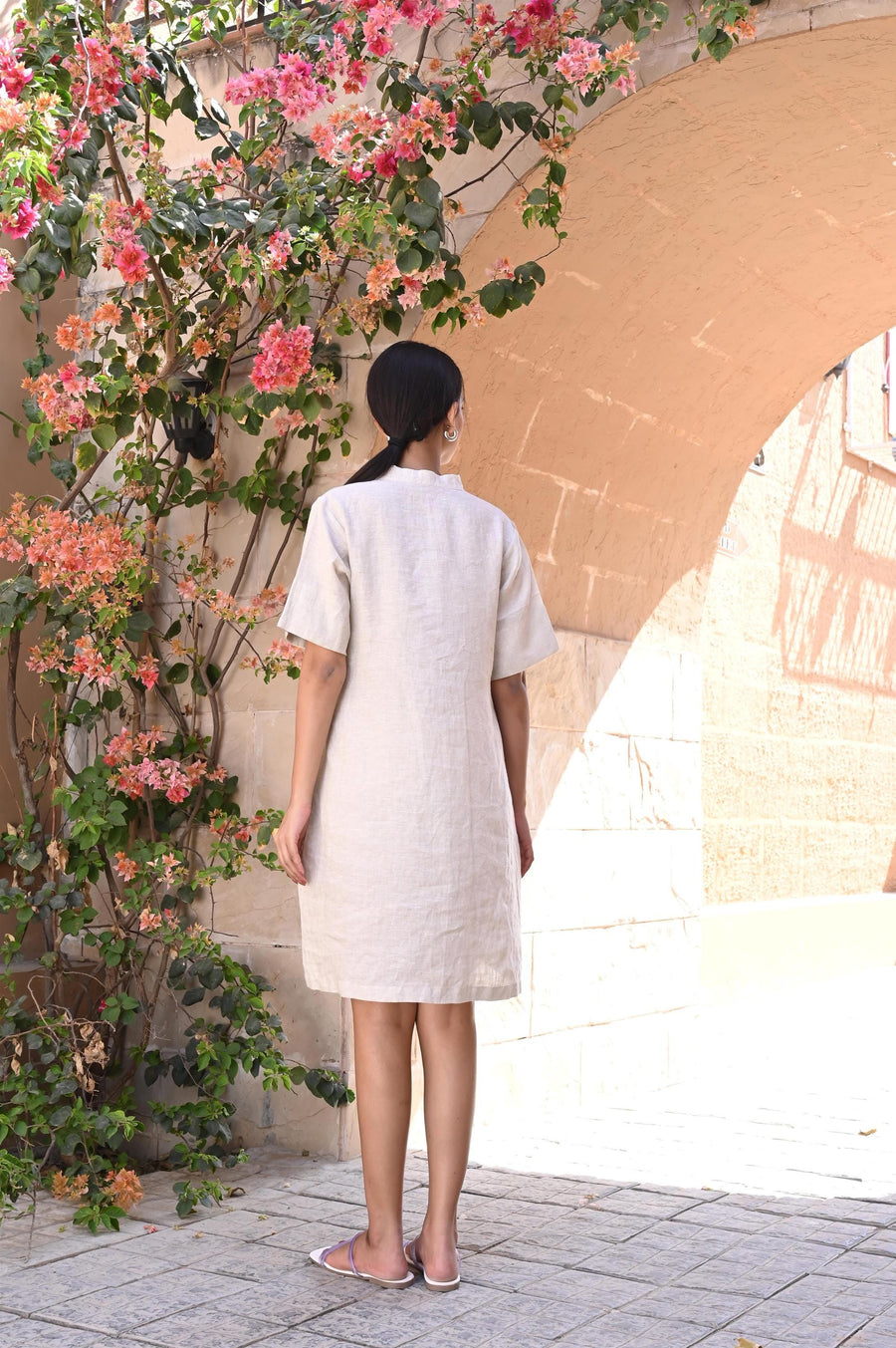 Washed Linen Tunic Dress, V-Neck, photo 4