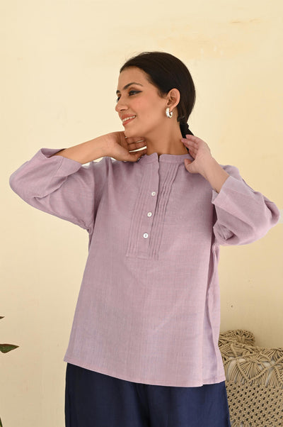 Linen Pintuck Blouse, Long Sleeve Oversized Linen Top, summer plus size tops, linentop