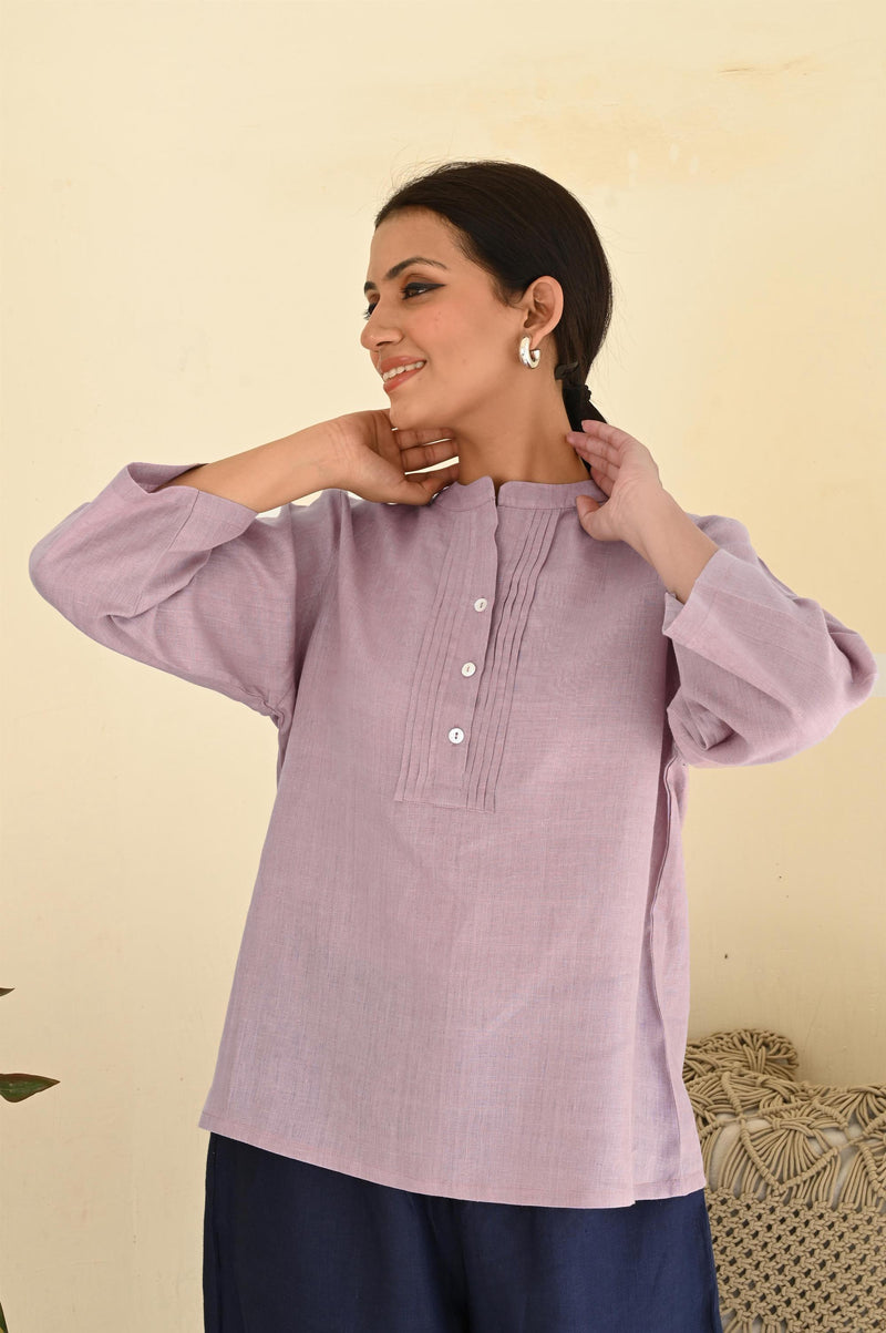 Linen Pintuck Blouse, Long Sleeve Oversized Linen Top, summer plus size tops, linentop
